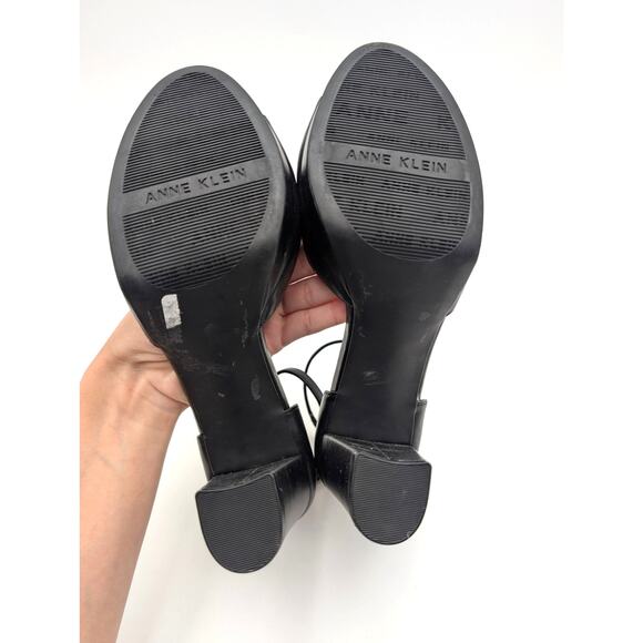 Anne Klein Vista Women's Ankle Strap Block Heels Sandals Black Size US7.5M EU38 - Picture 8 of 11